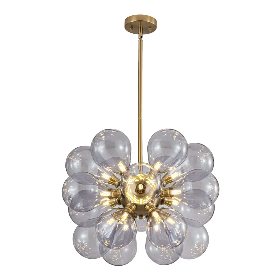 Morandi 18-Light Cluster Lavender Gray Glass Bubble Chandelier