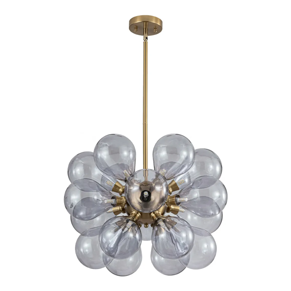 Morandi 18-Light Cluster Lavender Gray Glass Bubble Chandelier