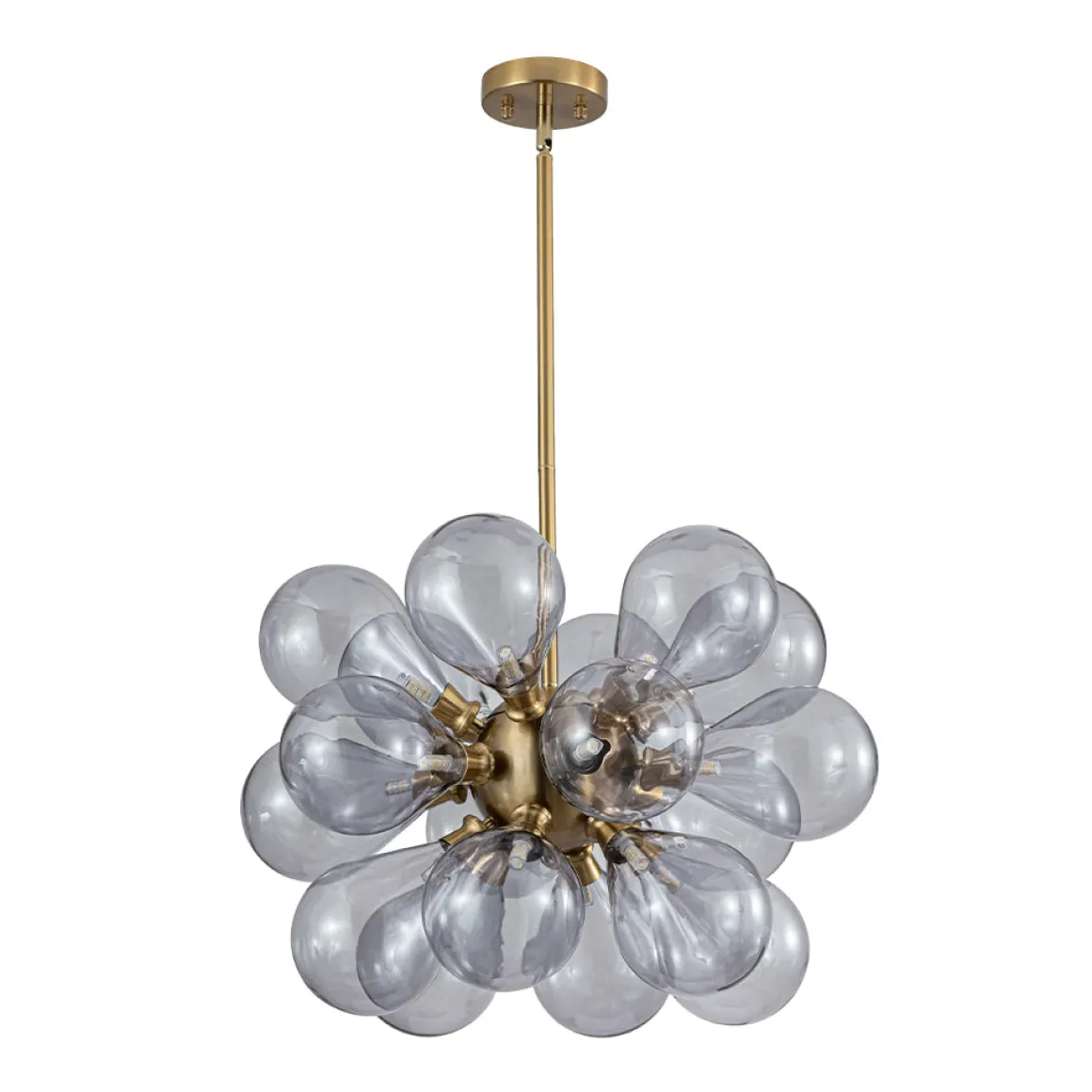 Morandi 18-Light Cluster Lavender Gray Glass Bubble Chandelier
