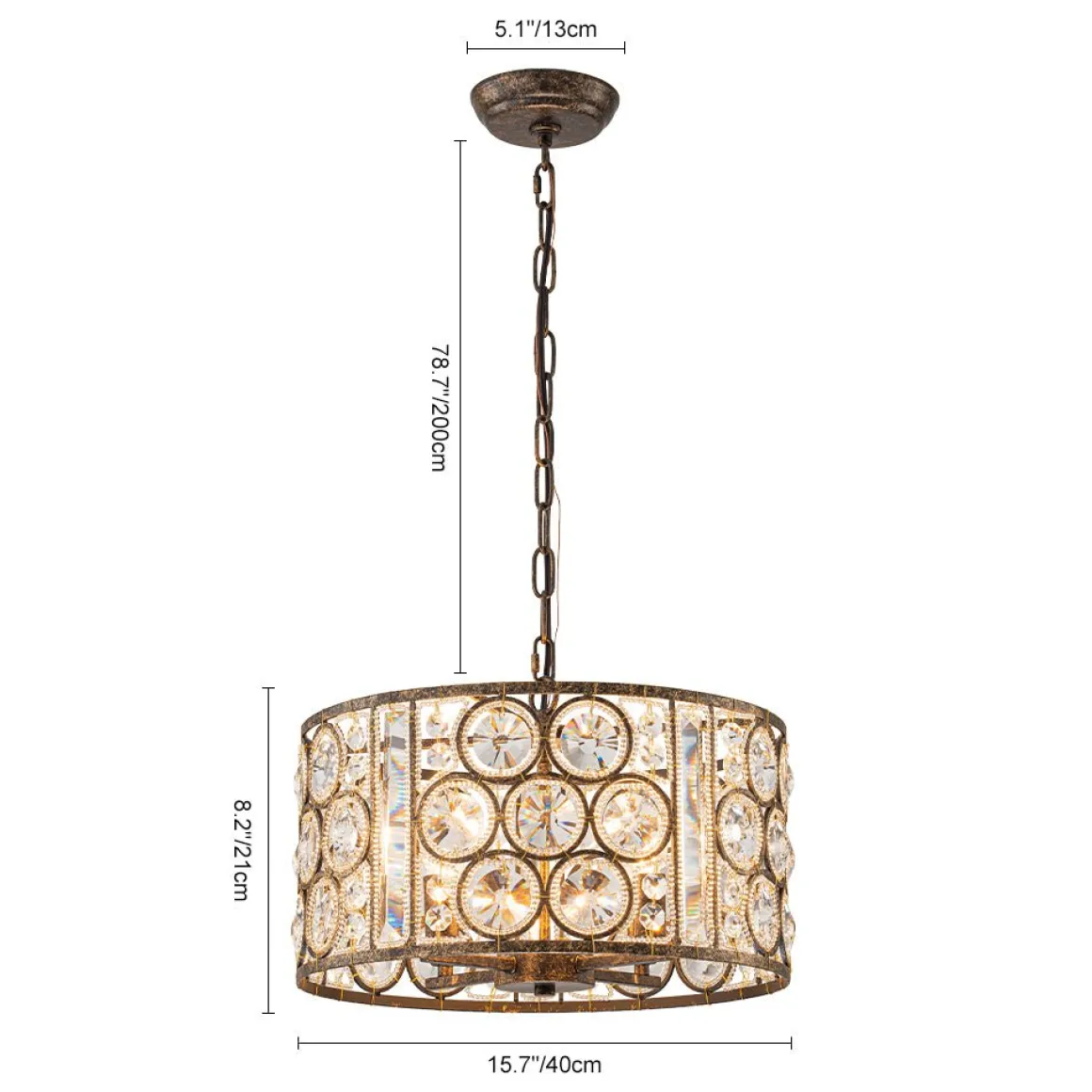 Moroccan Glam Vintage Crystal Drum Lantern Pendant