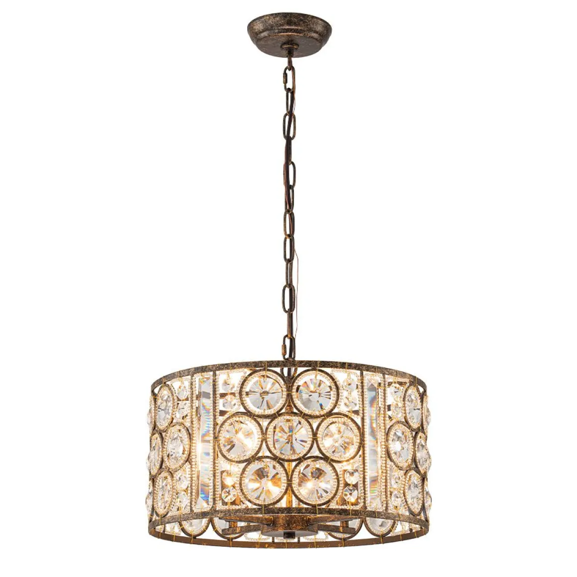 Moroccan Glam Vintage Crystal Drum Lantern Pendant
