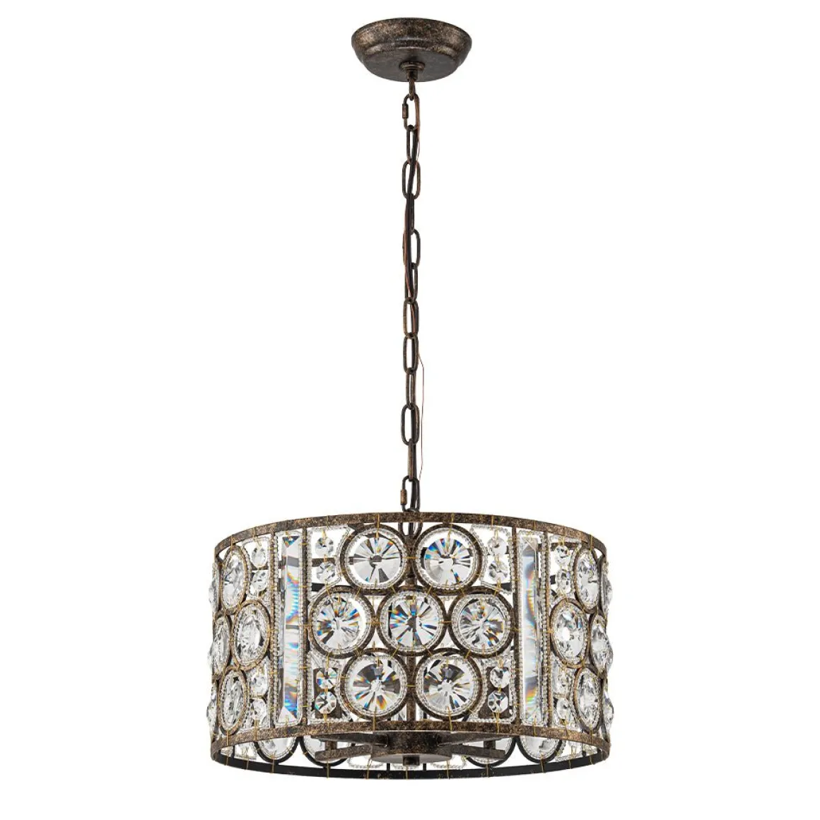 Moroccan Glam Vintage Crystal Drum Lantern Pendant