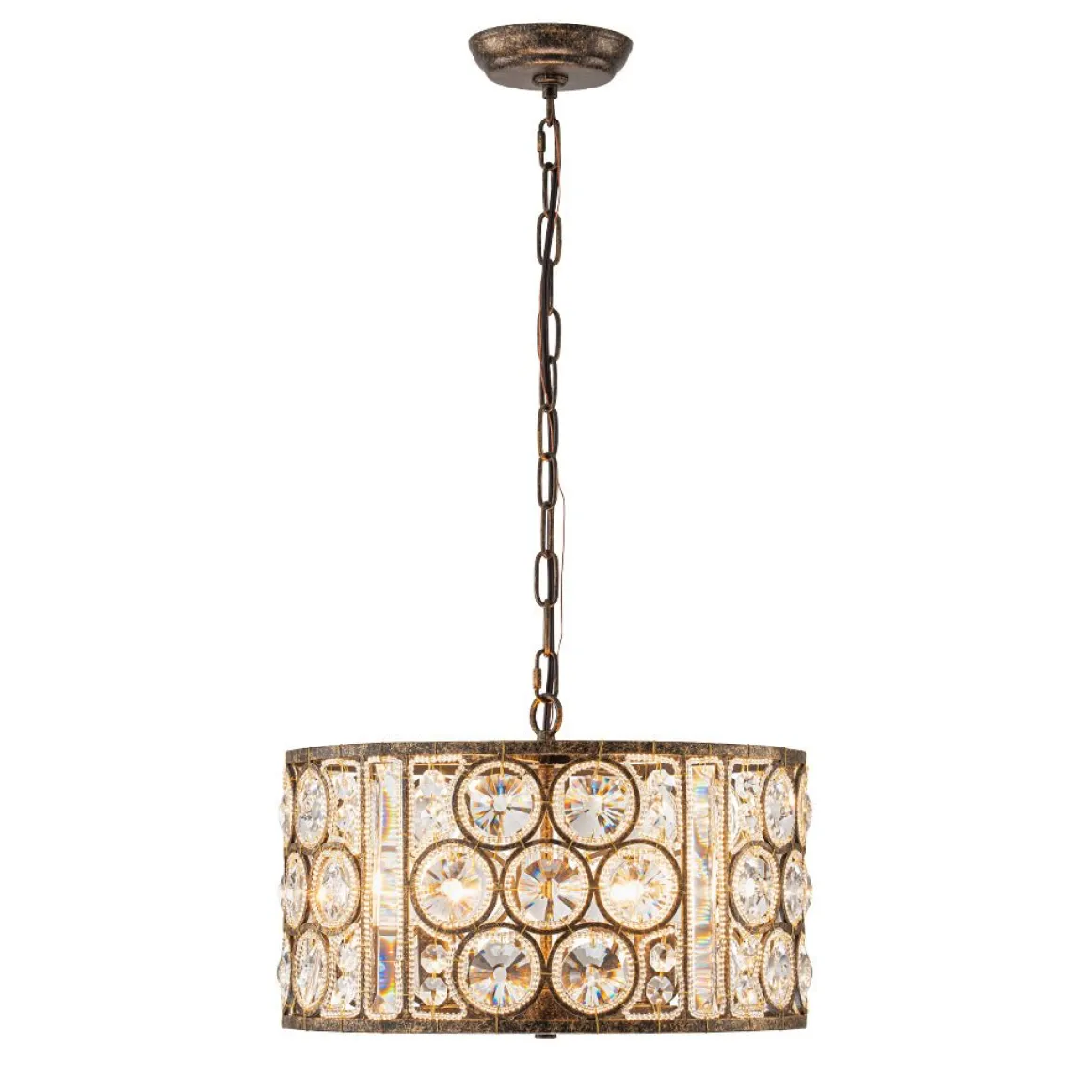 Moroccan Glam Vintage Crystal Drum Lantern Pendant