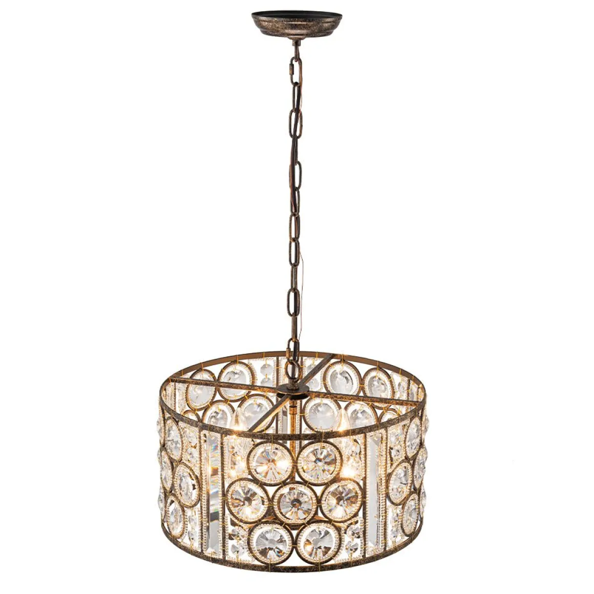 Moroccan Glam Vintage Crystal Drum Lantern Pendant