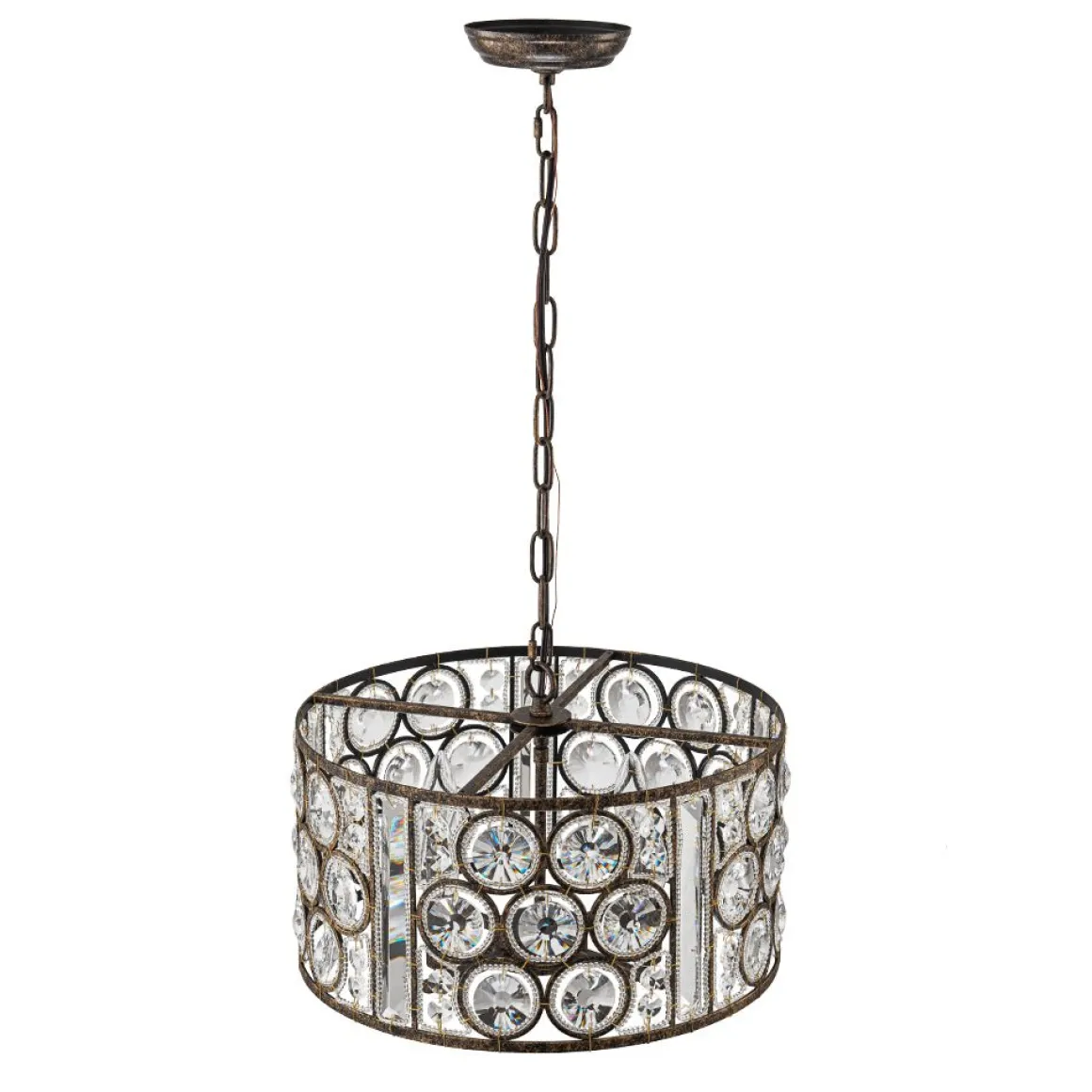 Moroccan Glam Vintage Crystal Drum Lantern Pendant