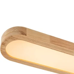 Natural Wood Long Oval Dimmable LED Flush Mount Light