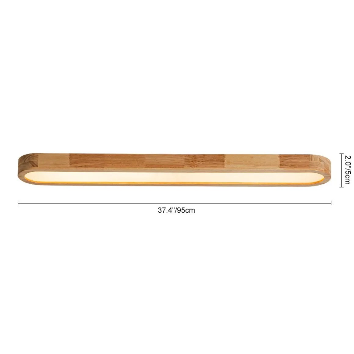 Natural Wood Long Oval Dimmable LED Flush Mount Light