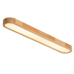 Natural Wood Long Oval Dimmable LED Flush Mount Light