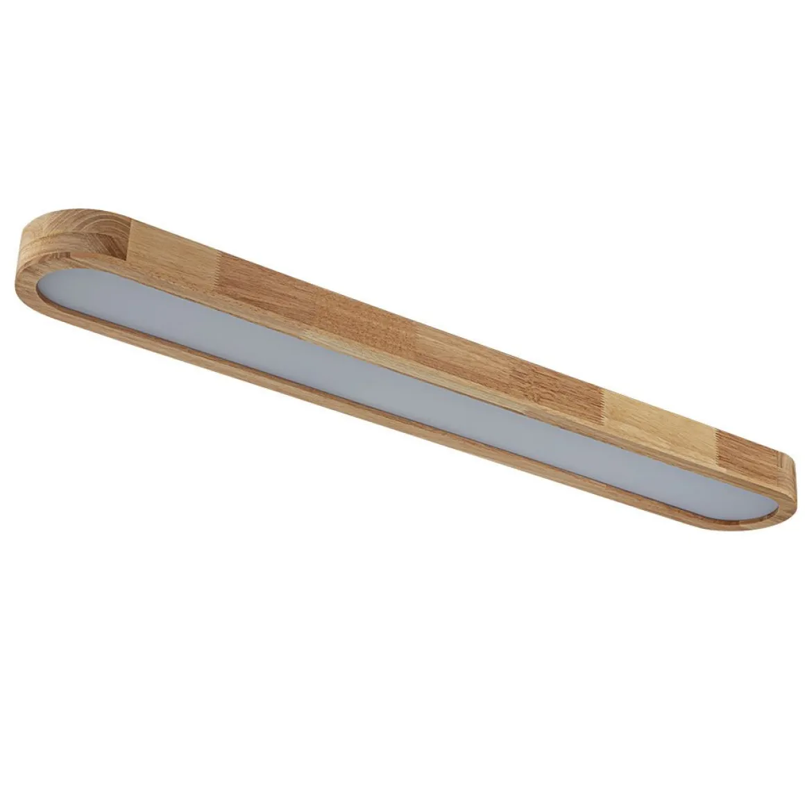 Natural Wood Long Oval Dimmable LED Flush Mount Light