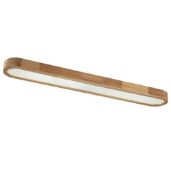 Natural Wood Long Oval Dimmable LED Flush Mount Light