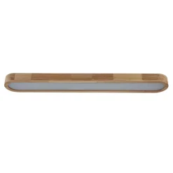 Natural Wood Long Oval Dimmable LED Flush Mount Light
