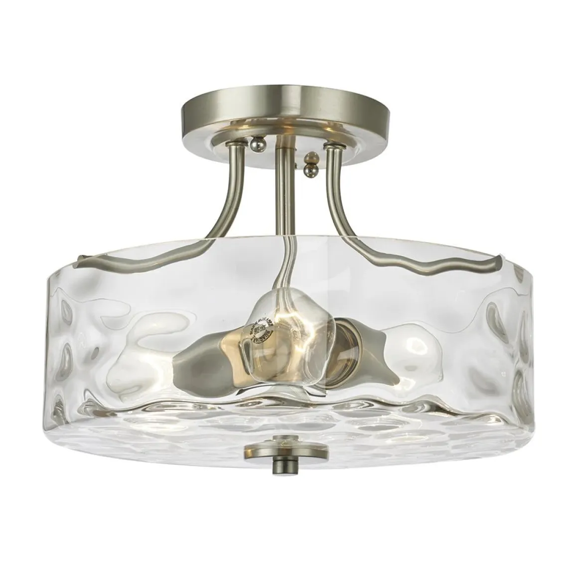 Nickel Hammered Glass Semi Flush