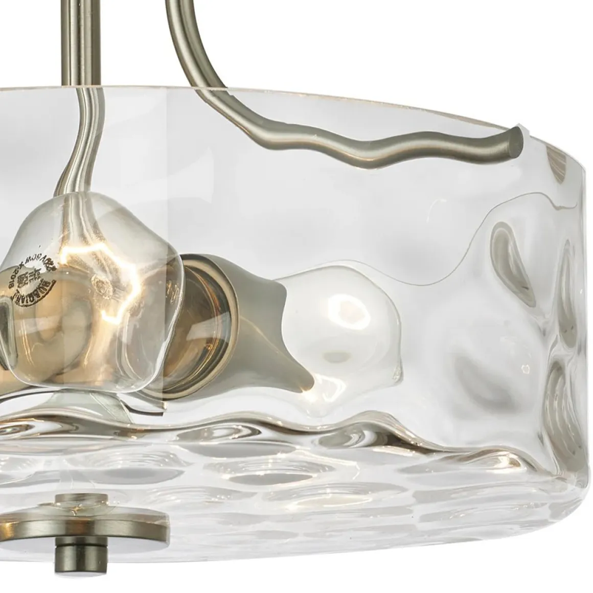 Nickel Hammered Glass Semi Flush