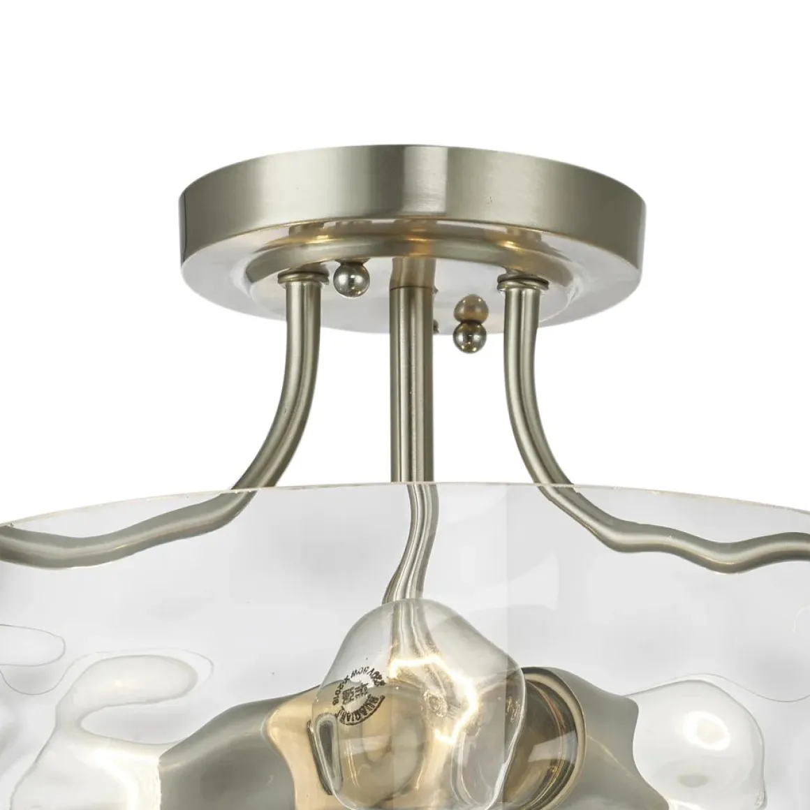 Nickel Hammered Glass Semi Flush