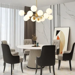 Opal Glass Globe Sputnik Chandelier