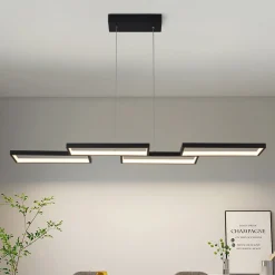 (OpenBox) Black 4-light Rectangular Dimmable LED Kitchen Island Pendant