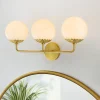 (OpenBox) Brass Daisy 3-Light Opal Glass Globe Vanity Light