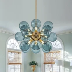 (OpenBox) Cluster Blue Glass Bubble Chandelier