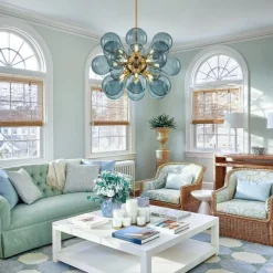 (OpenBox) Cluster Blue Glass Bubble Chandelier