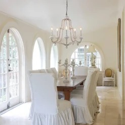 (OpenBox) Distressed White Shabby Chic Candle Style Chandelier