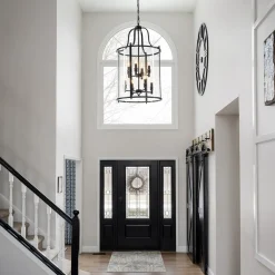(OpenBox) Farmhouse Wide Clear Glass Cylinder Cage Pendant