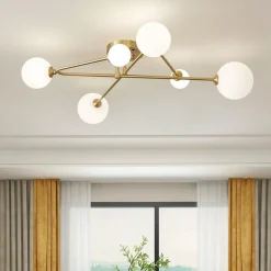 (OpenBox) Frosted Bubble Linear Sputnik Semi Flush Mount
