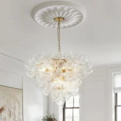(OpenBox) Glam Brass Cluster Ribbed Glass Globe Bubble Chandelier