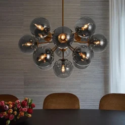 (OpenBox) Glam Dark Pearl Sputnik Smoked Glass Bubble Chandelier Light Fixture