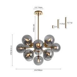 (OpenBox) Glam Dark Pearl Sputnik Smoked Glass Bubble Chandelier Light Fixture