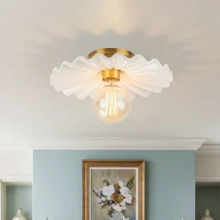 (OpenBox) 1-Light Creamy Ceramic Shade Semi Flush Mount