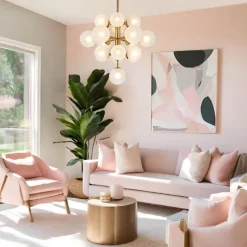 (OpenBox) Mid-Century Frosted Glass Bubble Tiered Sputnik Chandelier