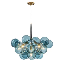 (OpenBox) Modern Cluster Blue Glass Globe Bubble Chandelier