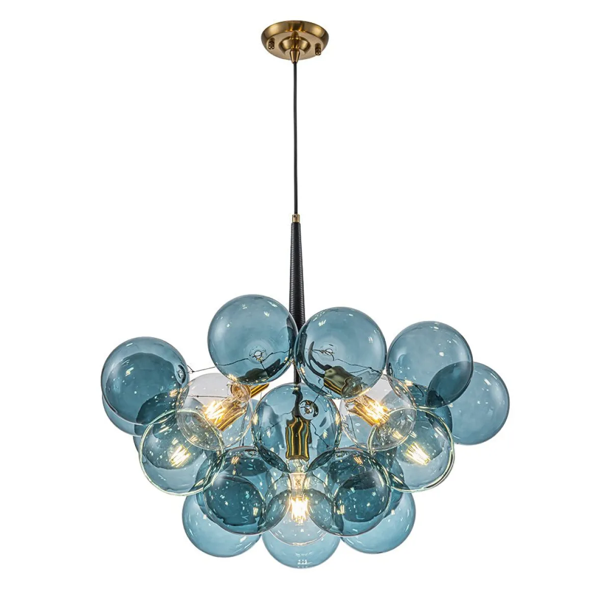 (OpenBox) Modern Cluster Blue Glass Globe Bubble Chandelier