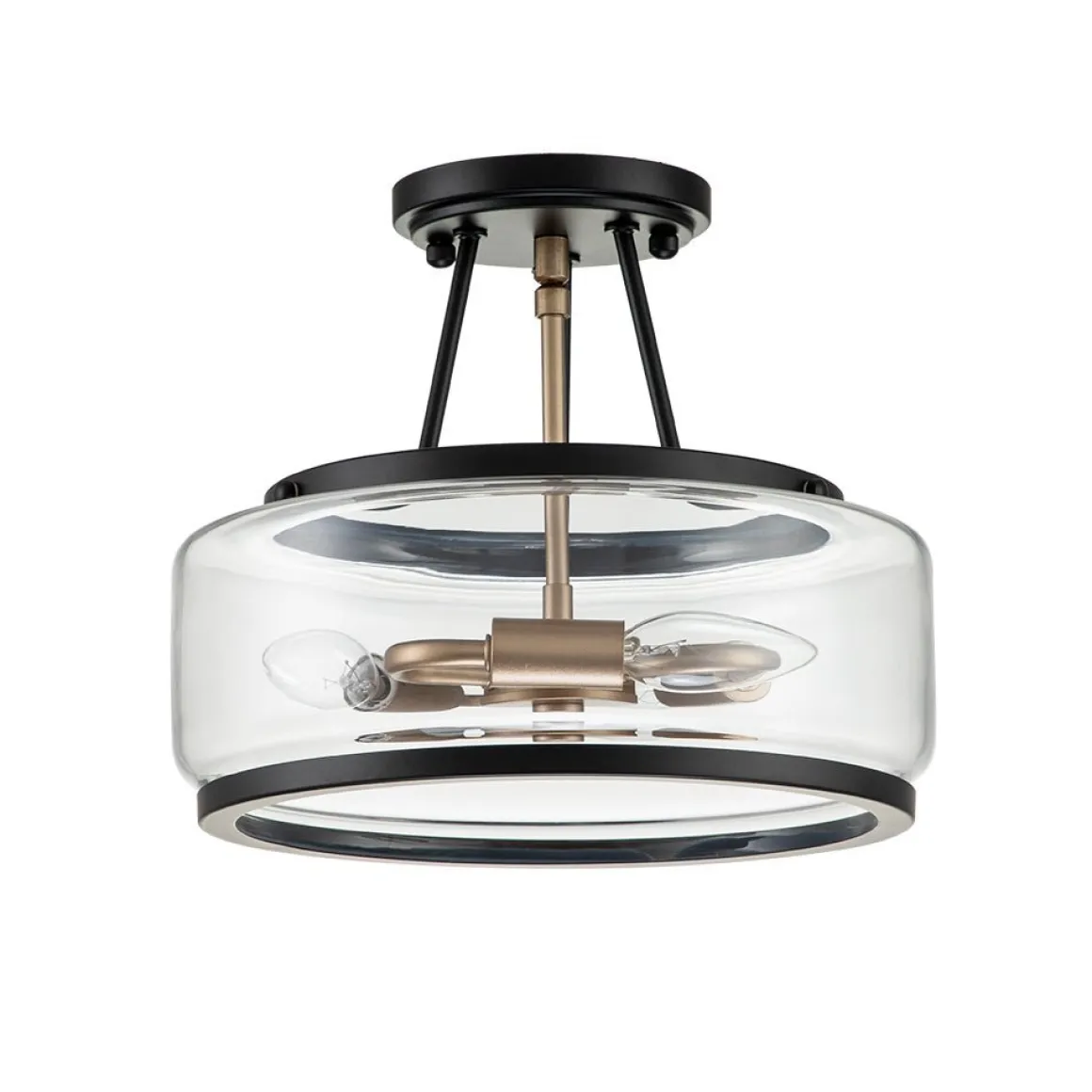 (OpenBox) Modern Farmhouse Drum Glass Semi Flush Mount