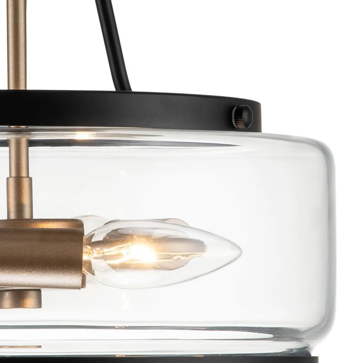 (OpenBox) Modern Farmhouse Drum Glass Semi Flush Mount