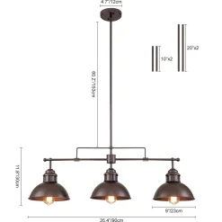 (OpenBox) Modern Farmhouse 3-light Island Pot Lid Dome Pendant