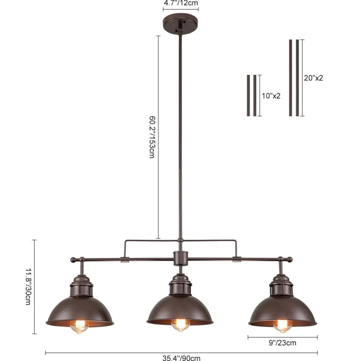 (OpenBox) Modern Farmhouse 3-light Island Pot Lid Dome Pendant