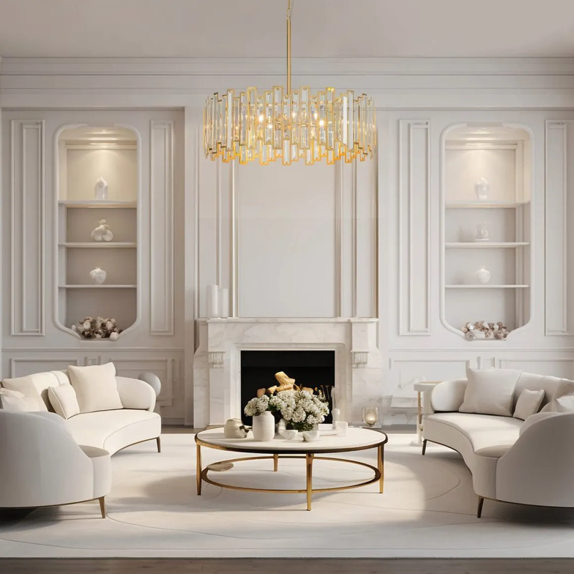 (OpenBox) Modern Glam Brass 6-Light Crystal Drum Cage Chandelier