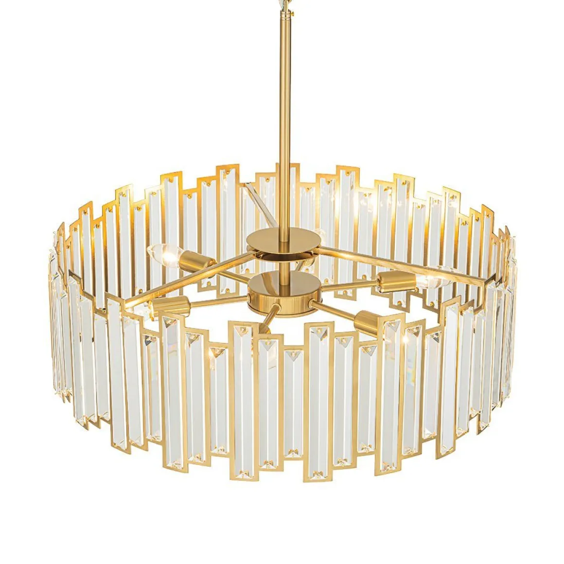(OpenBox) Modern Glam Brass 6-Light Crystal Drum Cage Chandelier