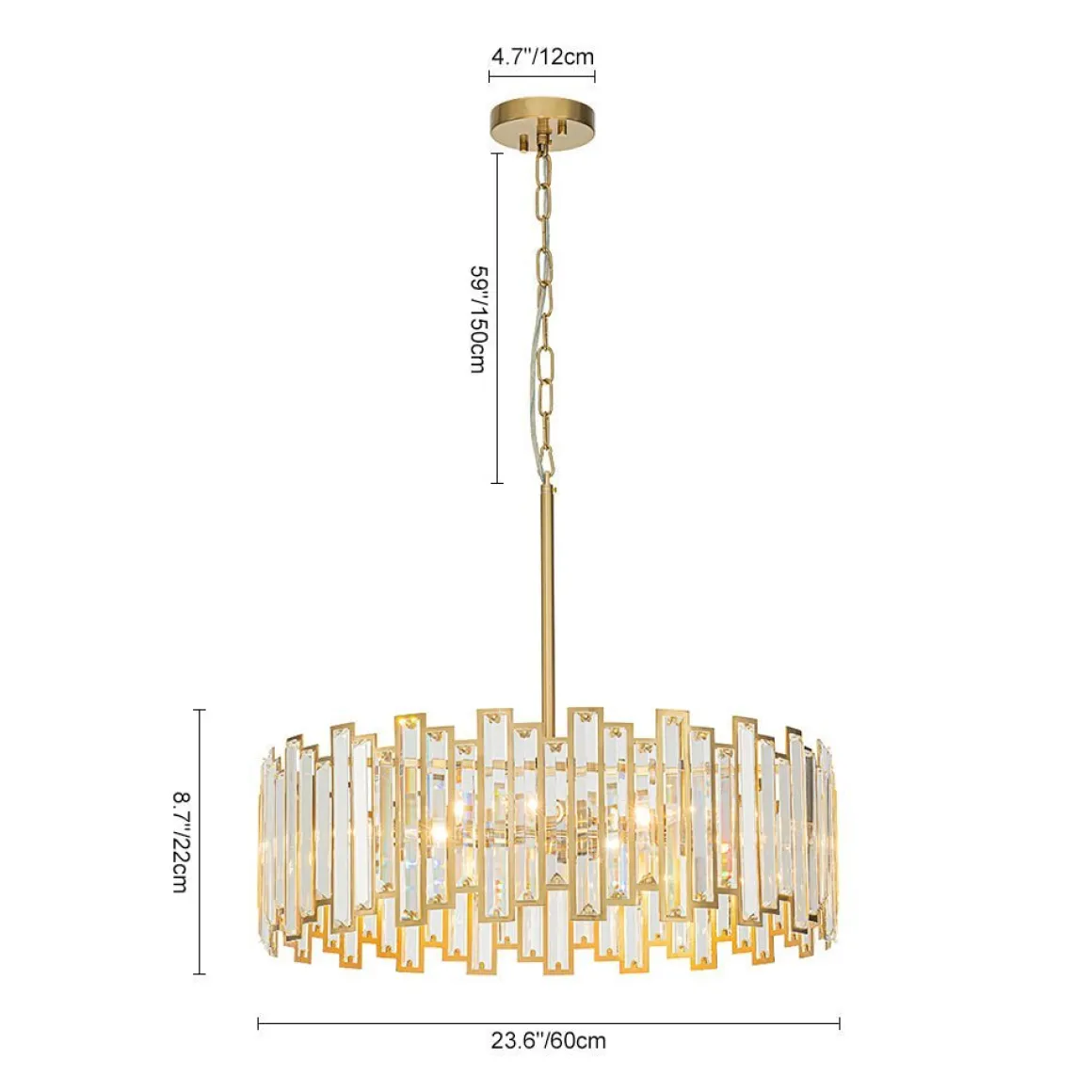 (OpenBox) Modern Glam Brass 6-Light Crystal Drum Cage Chandelier