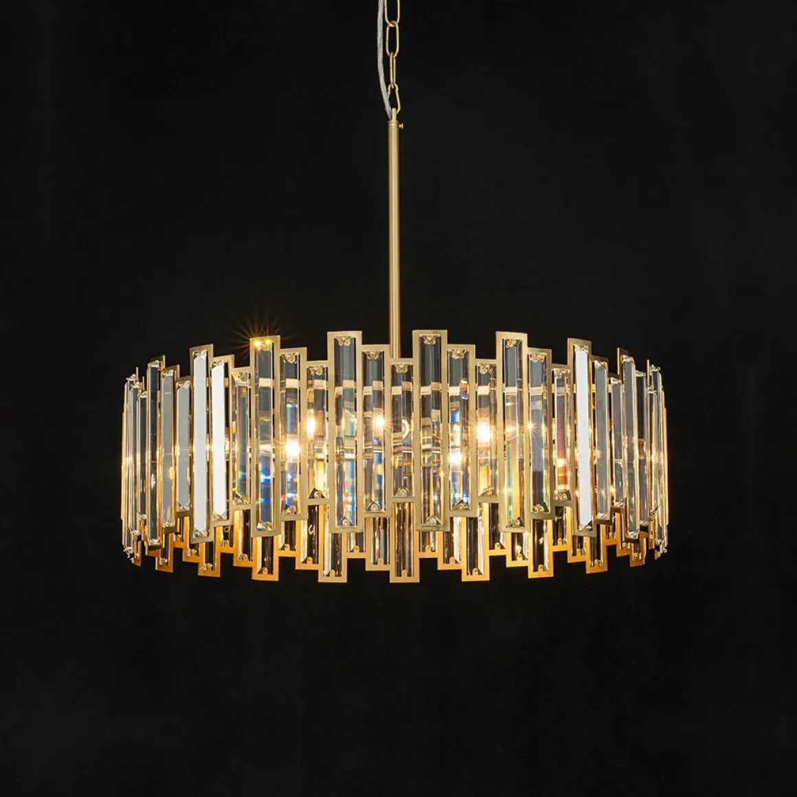 (OpenBox) Modern Glam Brass 6-Light Crystal Drum Cage Chandelier