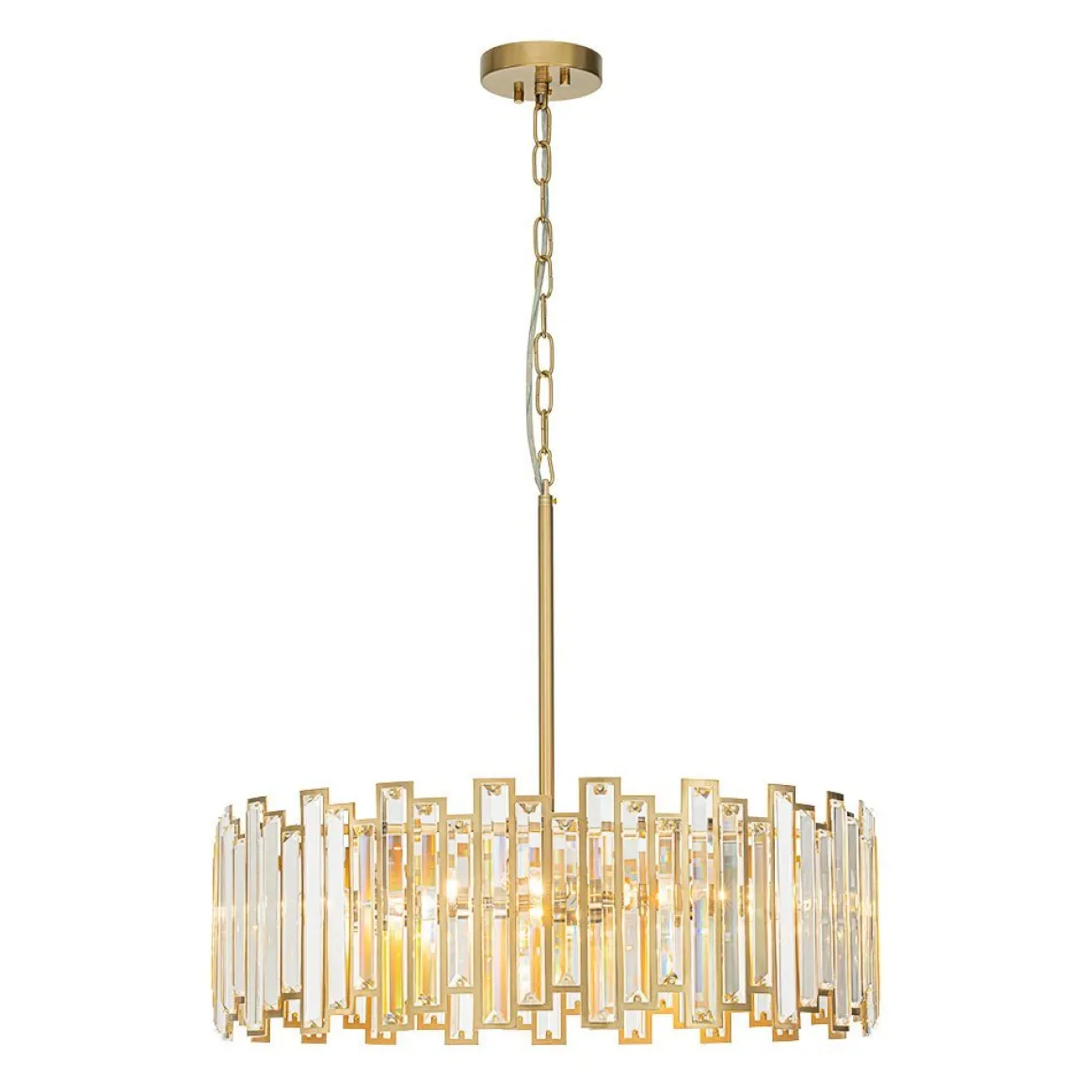 (OpenBox) Modern Glam Brass 6-Light Crystal Drum Cage Chandelier