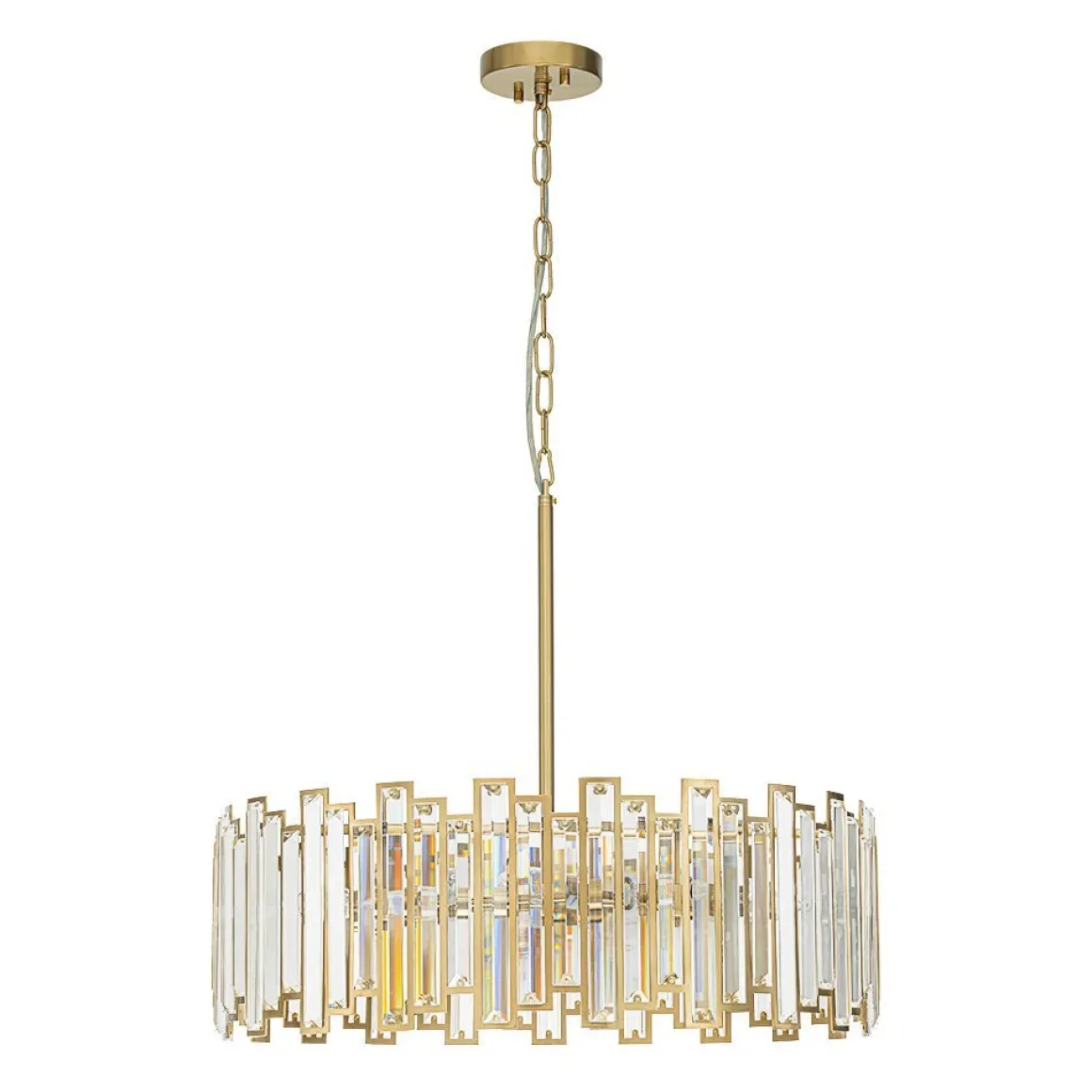 (OpenBox) Modern Glam Brass 6-Light Crystal Drum Cage Chandelier