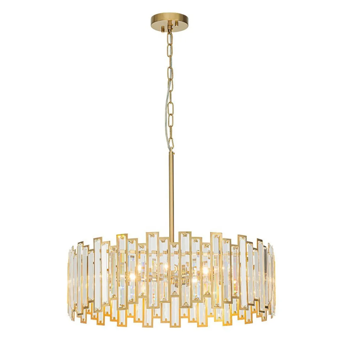 (OpenBox) Modern Glam Brass 6-Light Crystal Drum Cage Chandelier