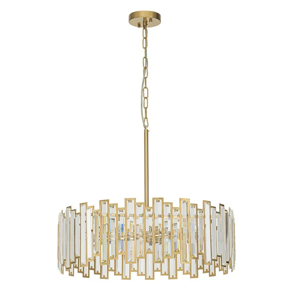 (OpenBox) Modern Glam Brass 6-Light Crystal Drum Cage Chandelier