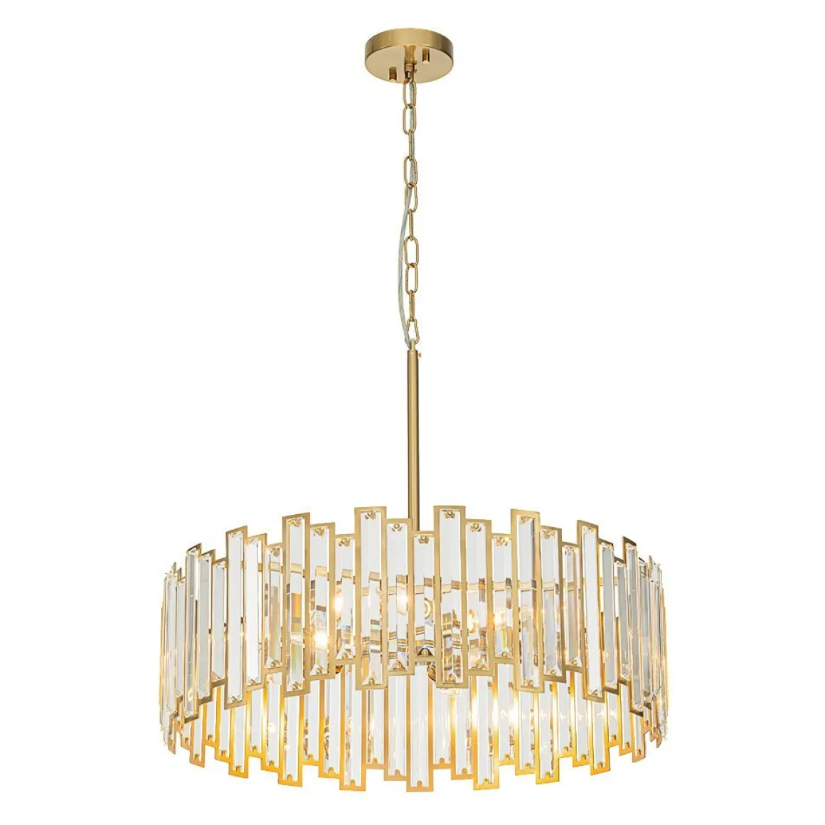 (OpenBox) Modern Glam Brass 6-Light Crystal Drum Cage Chandelier