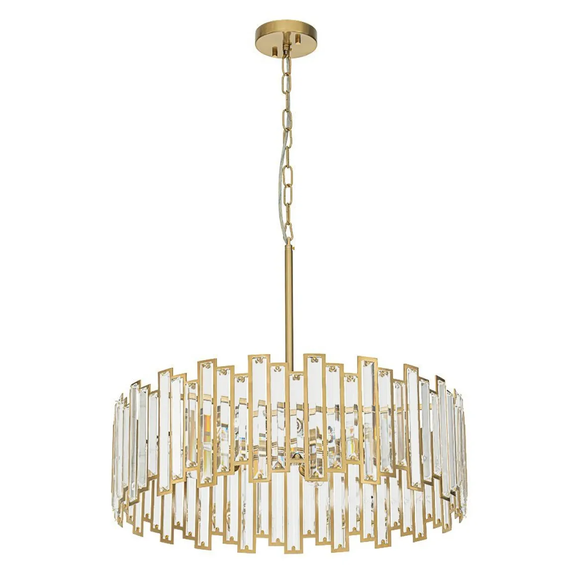 (OpenBox) Modern Glam Brass 6-Light Crystal Drum Cage Chandelier