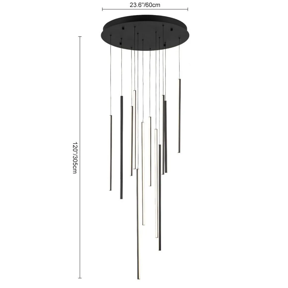 (OpenBox) Modern 12-Light Black Cluster Tube LED Pendant Light