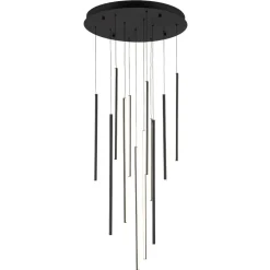 (OpenBox) Modern 12-Light Black Cluster Tube LED Pendant Light