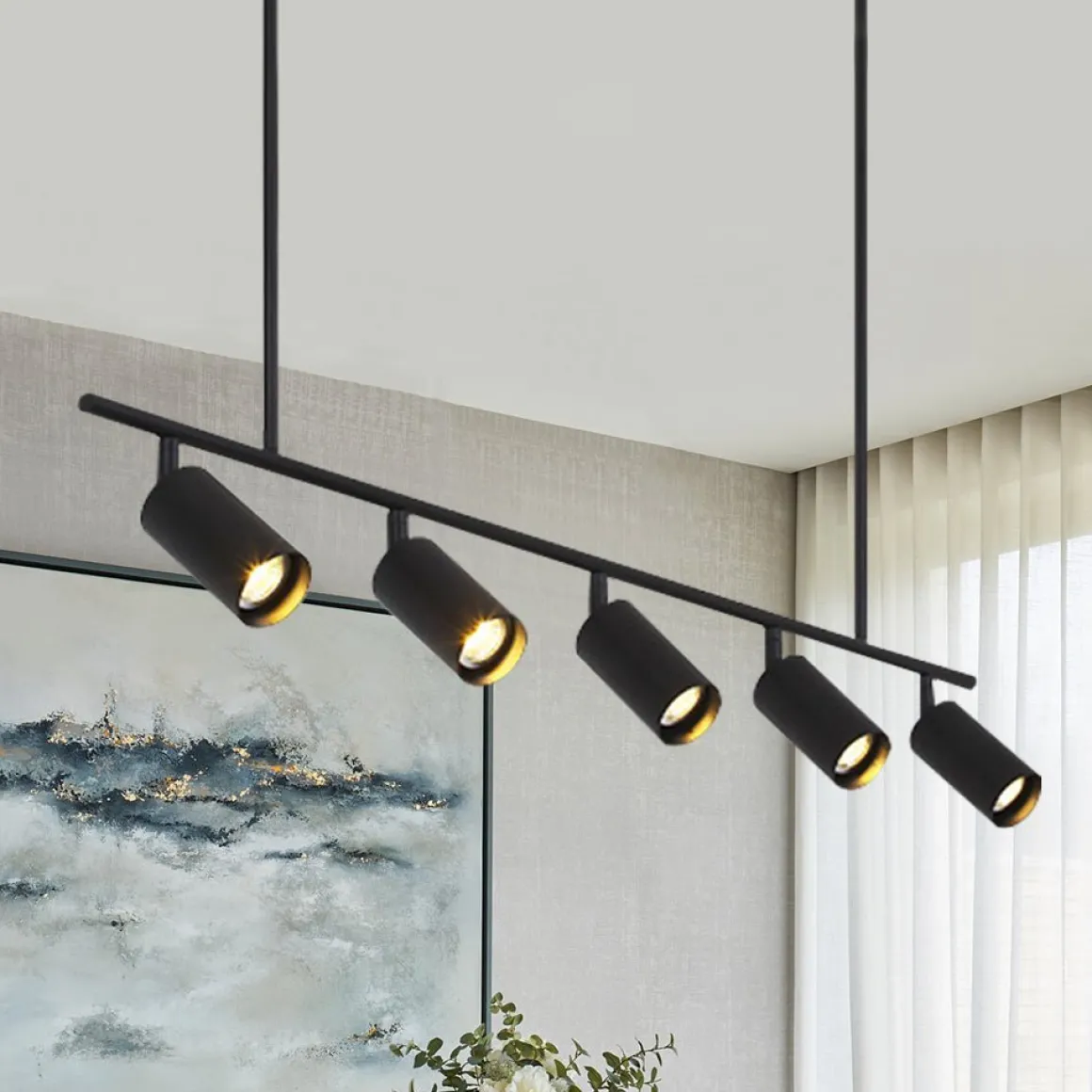 (OpenBox) Modern 5-Light Linear Semi Flush Track Light